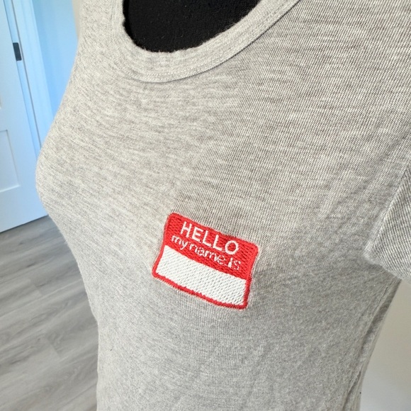 Wet Seal Heather Gray "Hello, my name is" T-Shirt (L) - Picture 3 of 5